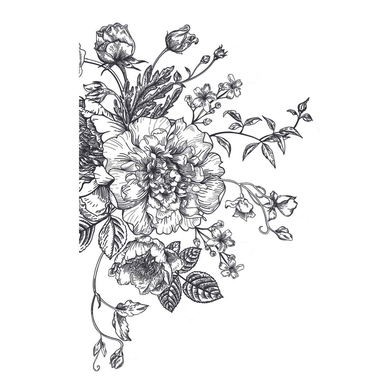 RoomMates Black & White Peony Peel & Stick Giant Wall Decals, 10ct.